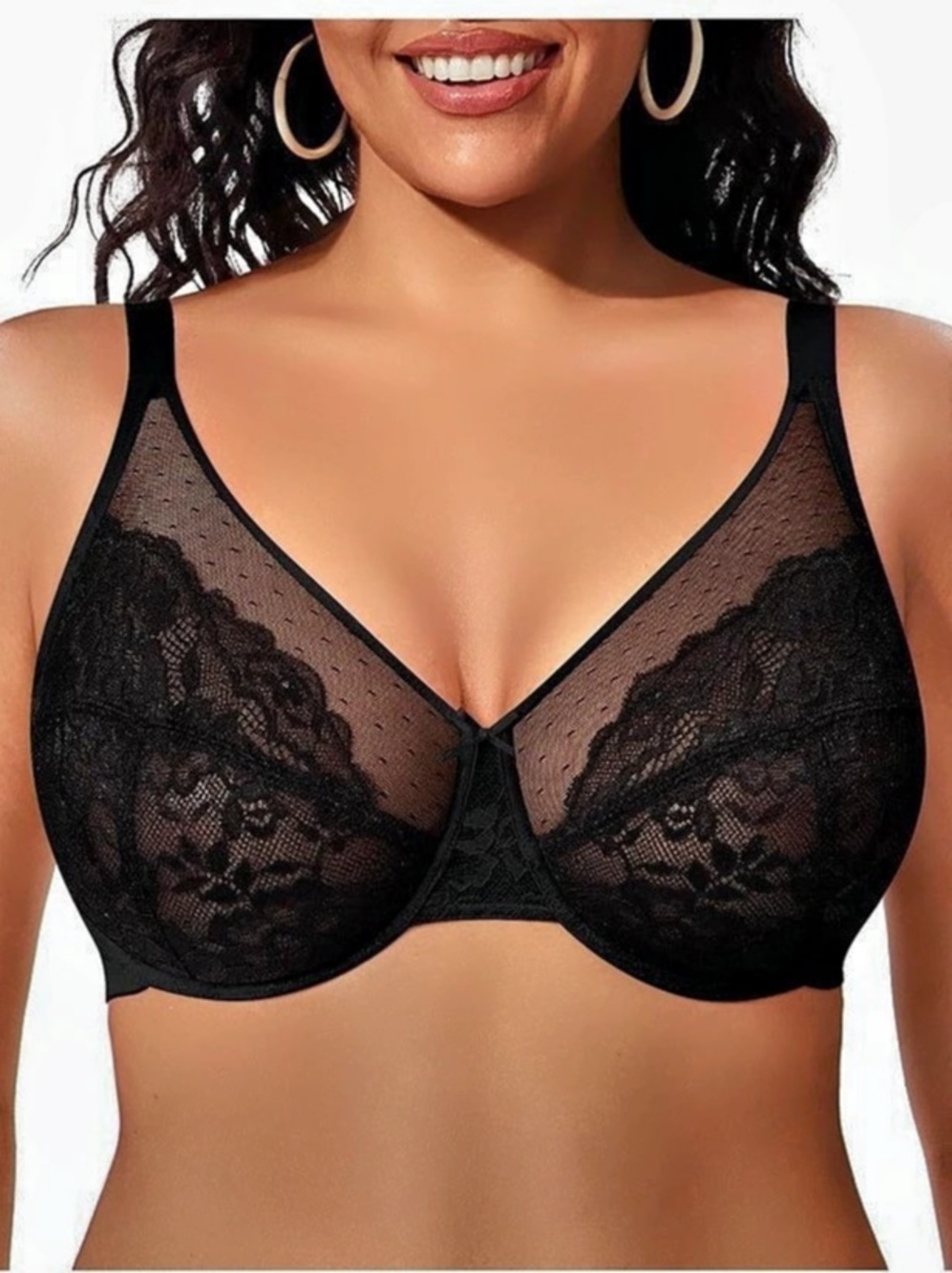 ProKloud Minimizer Bra Full Coverage Black Rose Lace Bra | 34F(DDD) | NIP